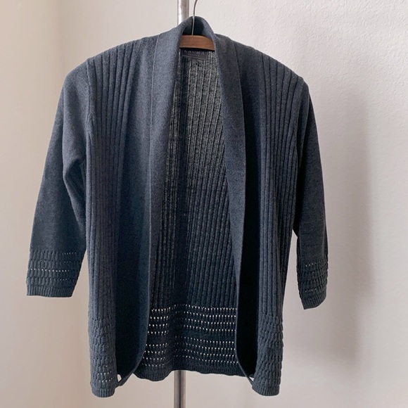 Laura Petites sz XS grey heather shawl collar open cardigan EUC - Picture 1 of 4
